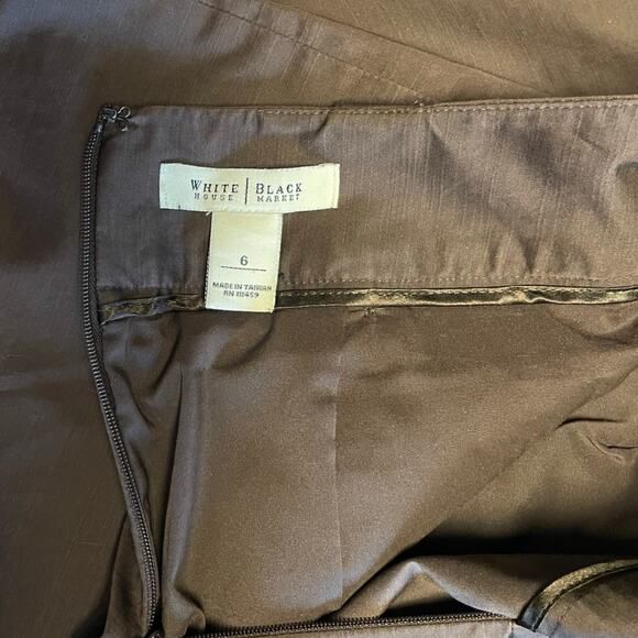 WHBM Brown High Waist Pencil Skirt 6 Belted Y2K Office Siren Quiet Luxury - Picture 9 of 12